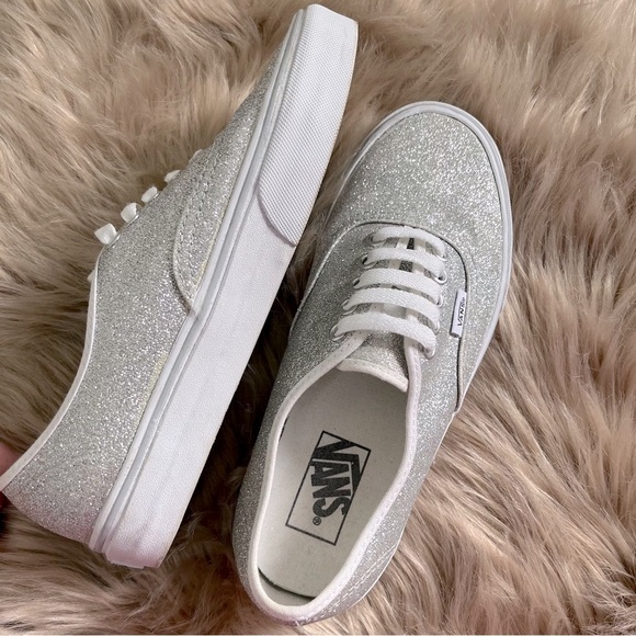 VANS Silver Sparkly Skate Shoe Sneakers - Picture 2 of 7